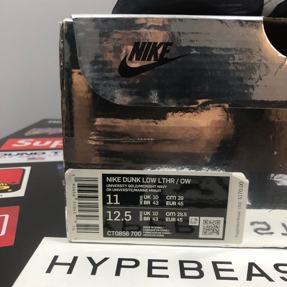 Nike Dunk Low Off-White University Gold/ Midnight Navy - Picture 6 of 12